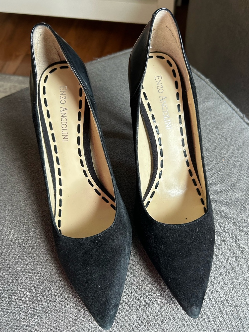 Enzo Angiolini Black Suede Pointed Toe Heels